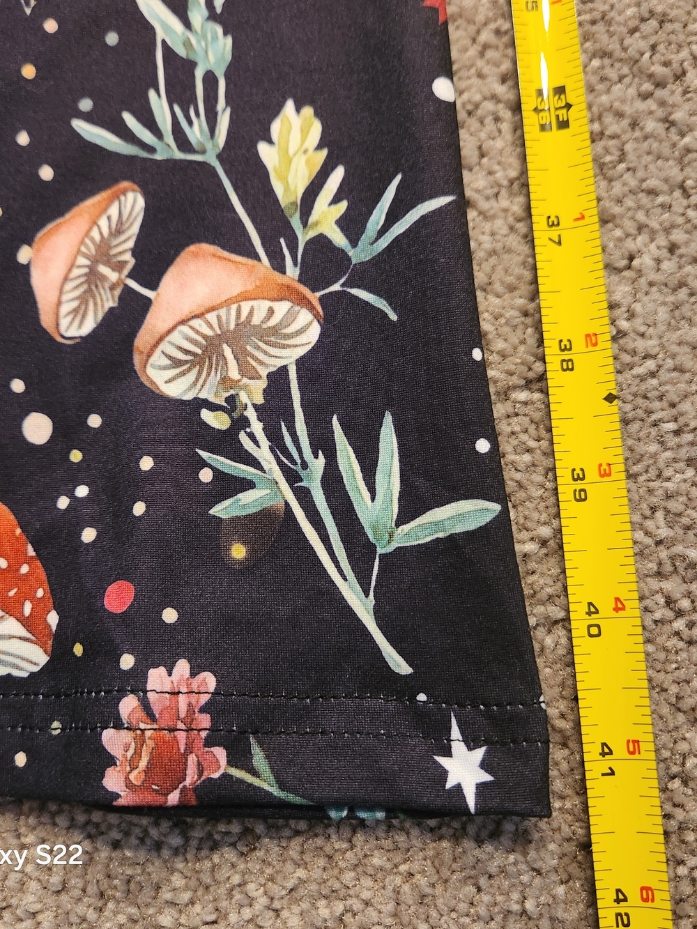 ELEDIZI Black Floral & Mushroom Flare Pants with Butterflies Sz Medium - Picture 4 of 9
